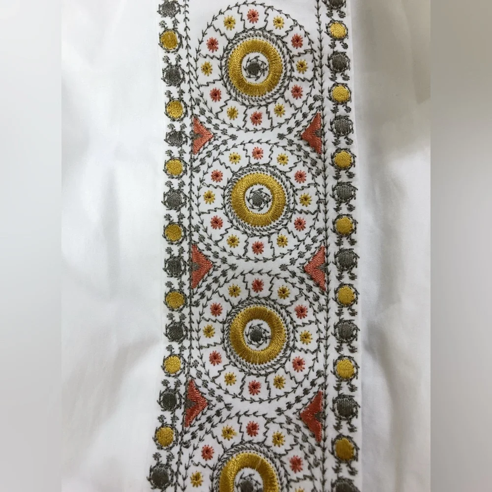 NWT $558 Tory Burch Jayne Long-sleeve Embroidered Belted Tunic Dress